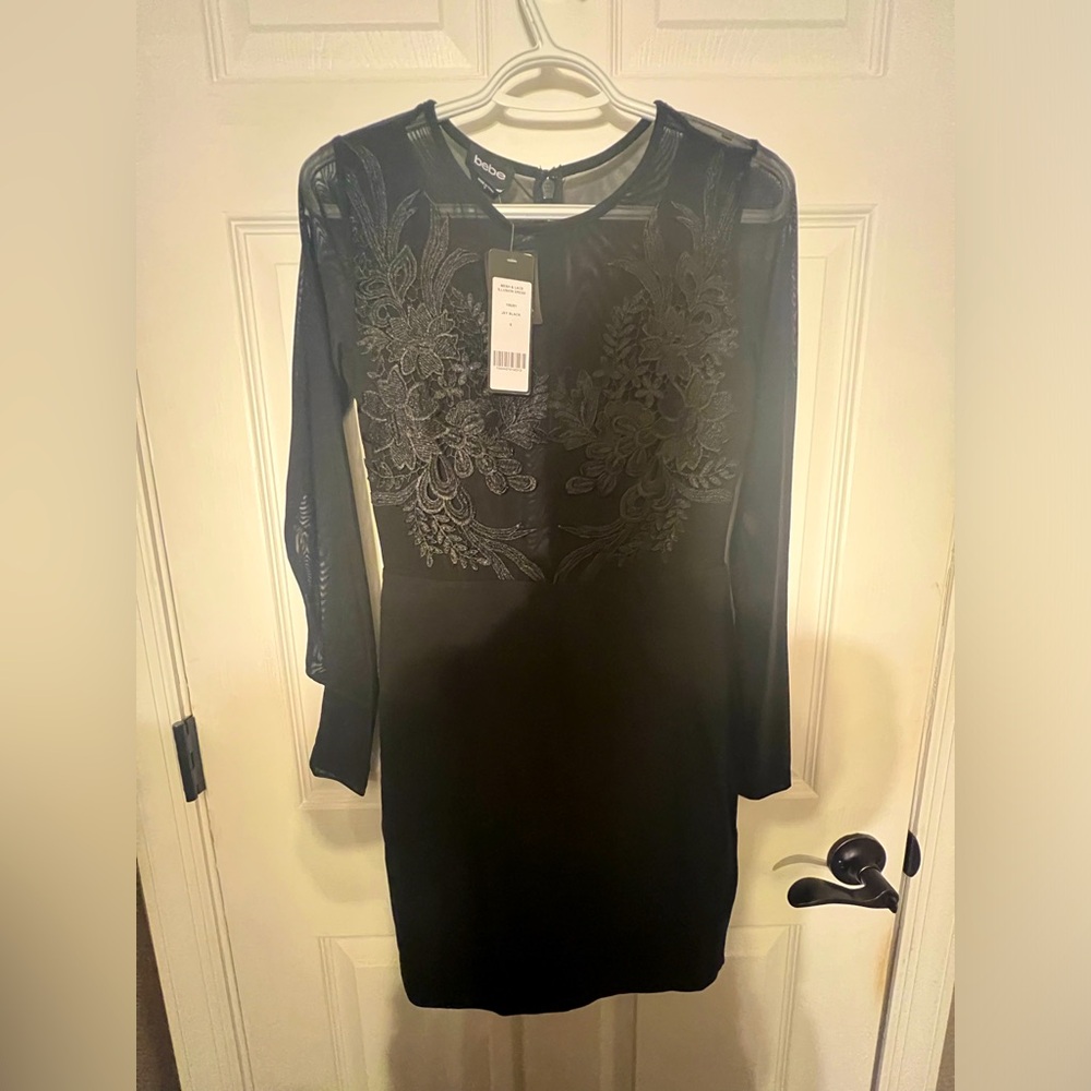 Bebe black mesh dress size extra small